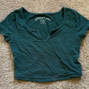 Aeropostale Teal V-Neck Short Sleeve Top